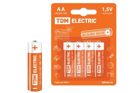 TDM ELECTRIC SQ1702-0003 Элементы питания LR6 AA Alkaline 1,5V BP-4 TDM